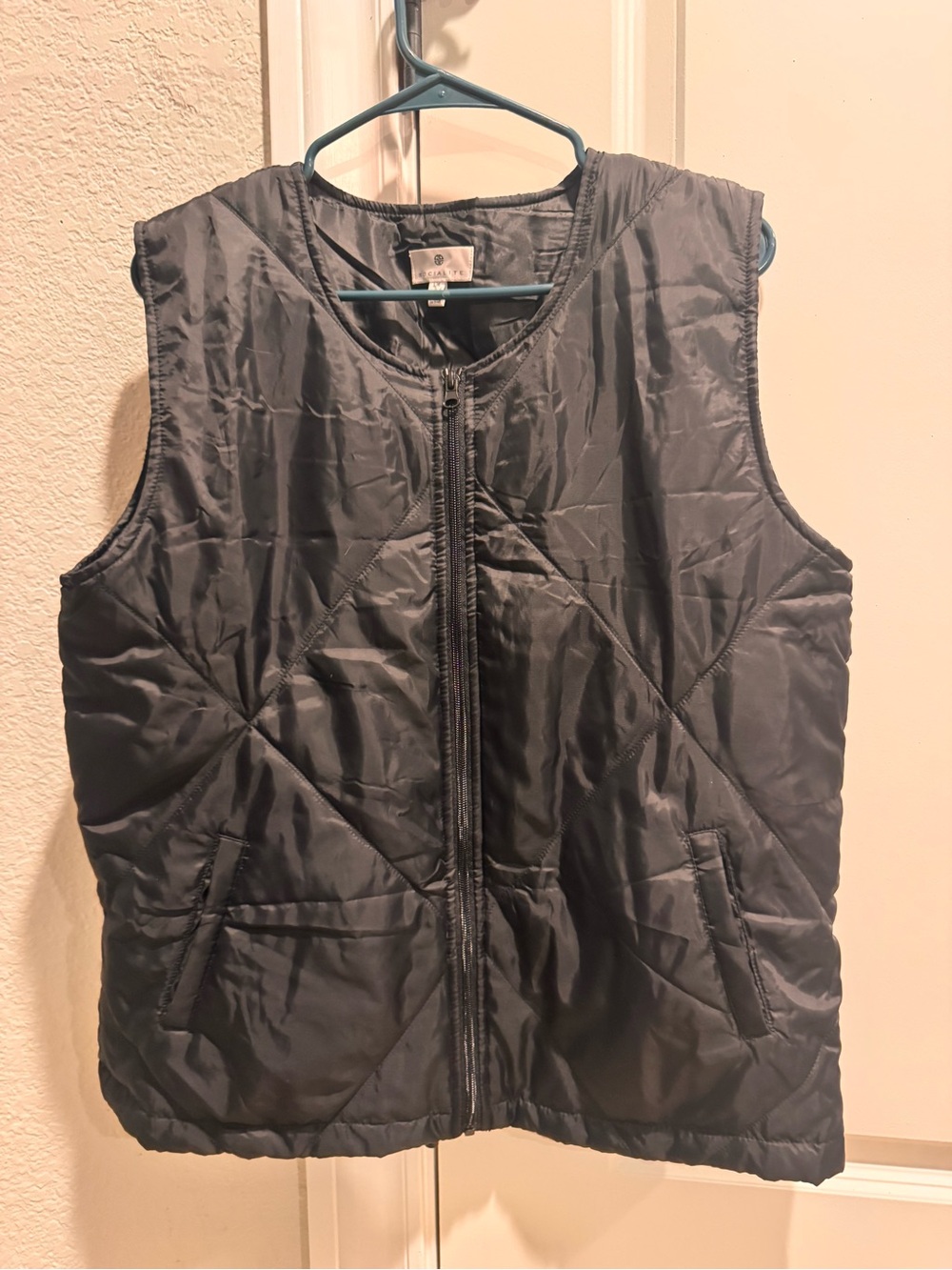 Black Quilted Sleeveless Zip-Up Vest